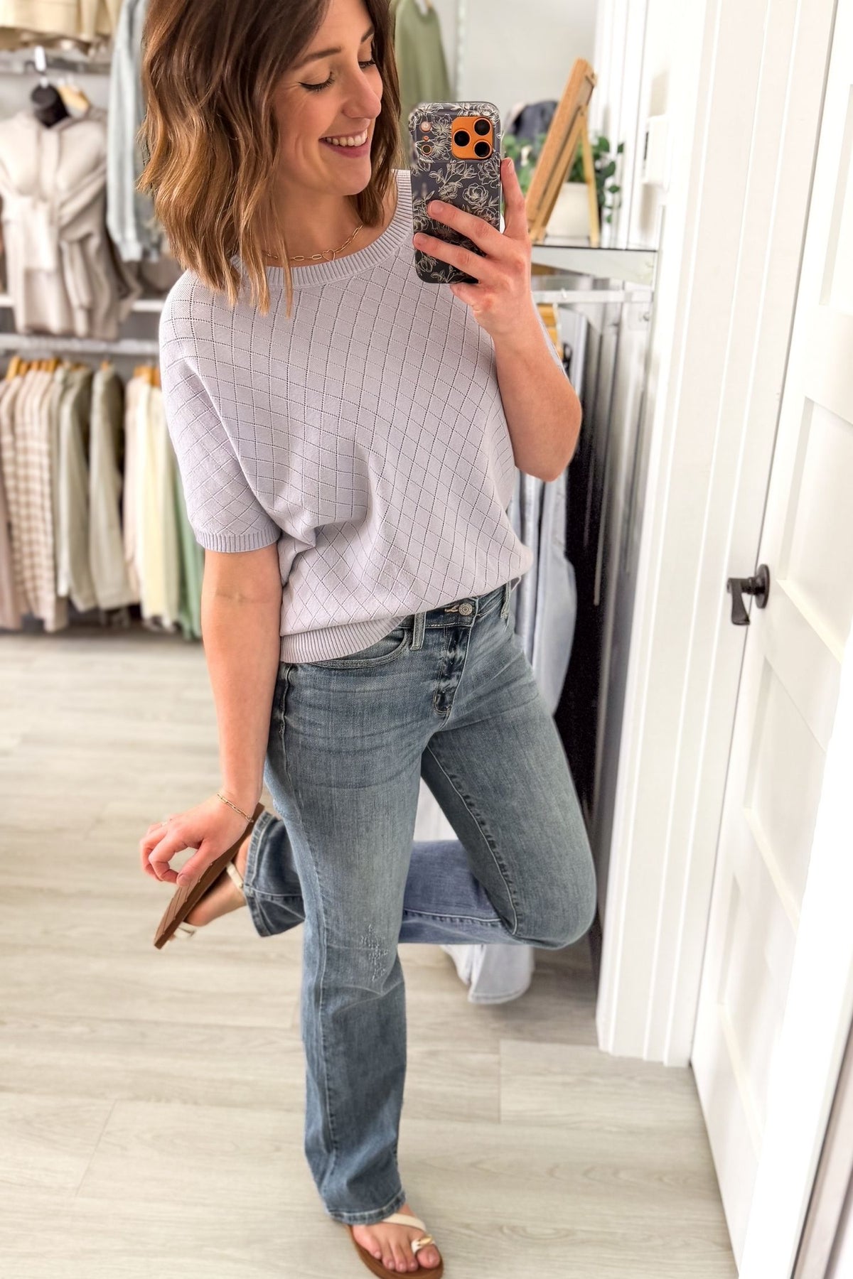 Lavender Pointelle Short Sleeve
