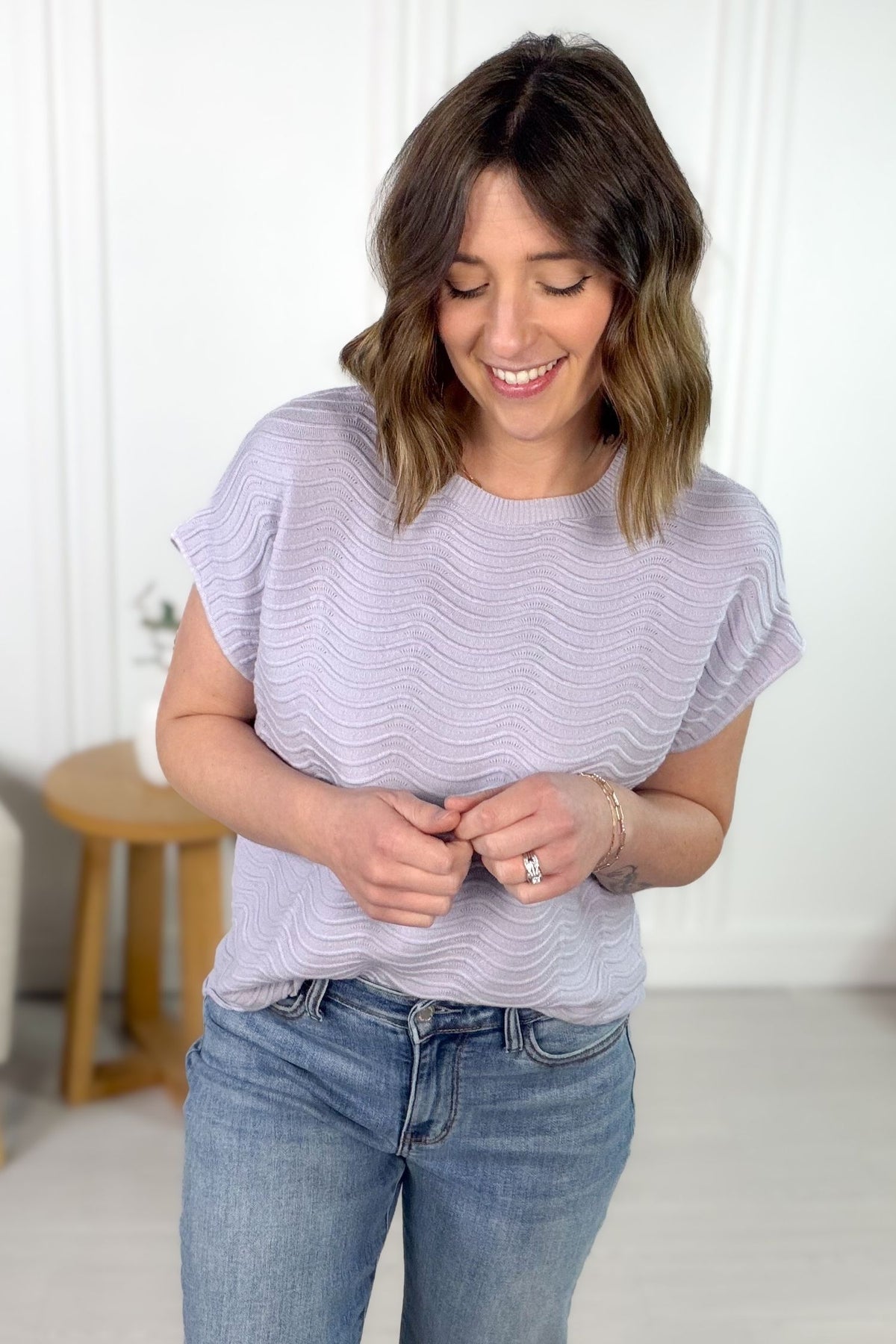 Lavender Scalloped Textured Tee