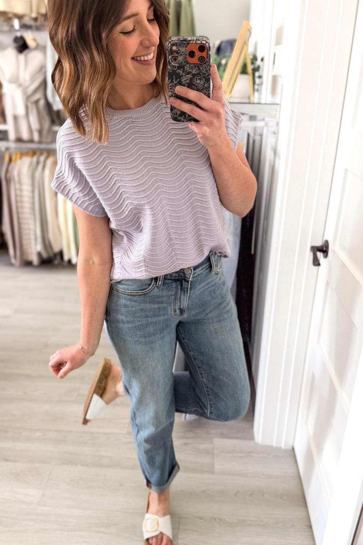 Lavender Scalloped Textured Tee