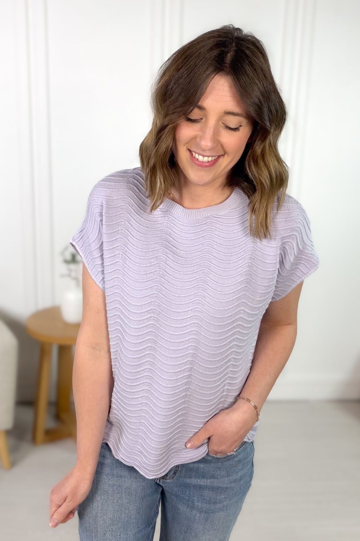 Lavender Scalloped Textured Tee