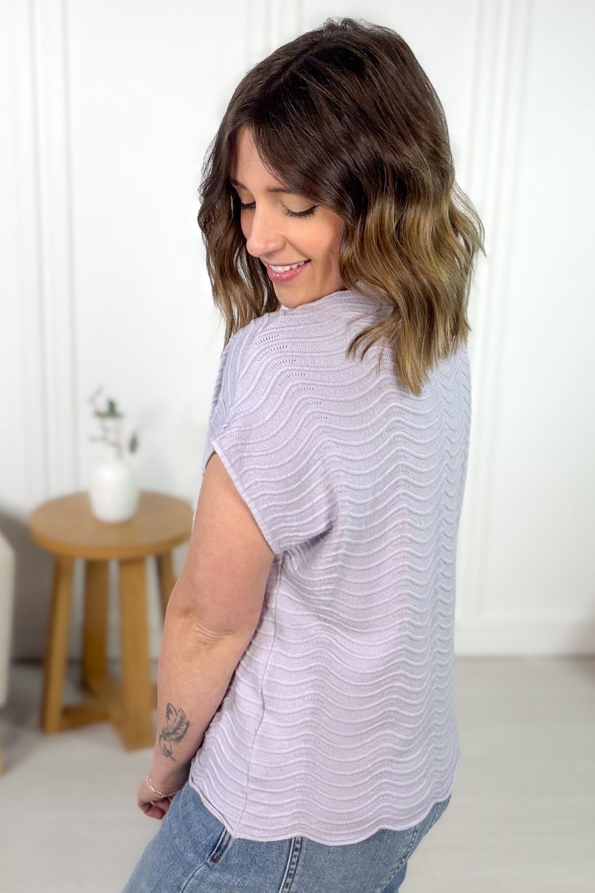 Lavender Scalloped Textured Tee