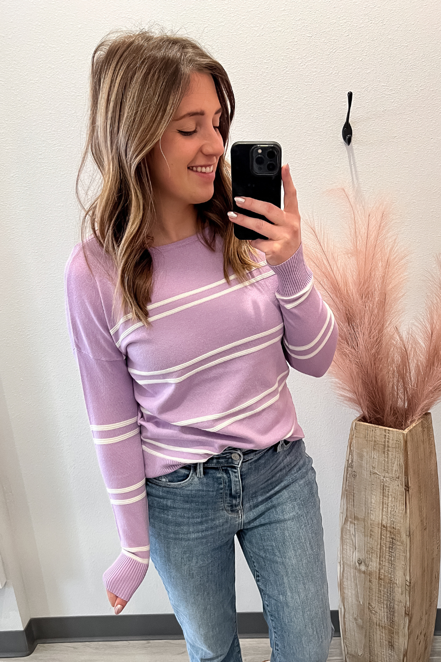 Lavender and White Stripe Sweater