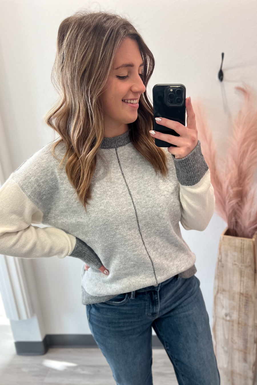 Light Grey Contrast Sweater