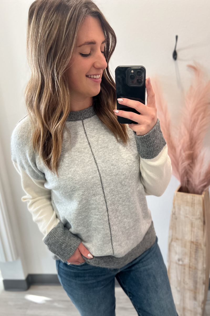 Light Grey Contrast Sweater