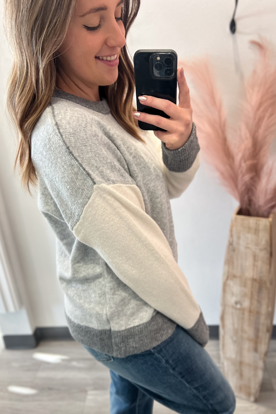 Light Grey Contrast Sweater