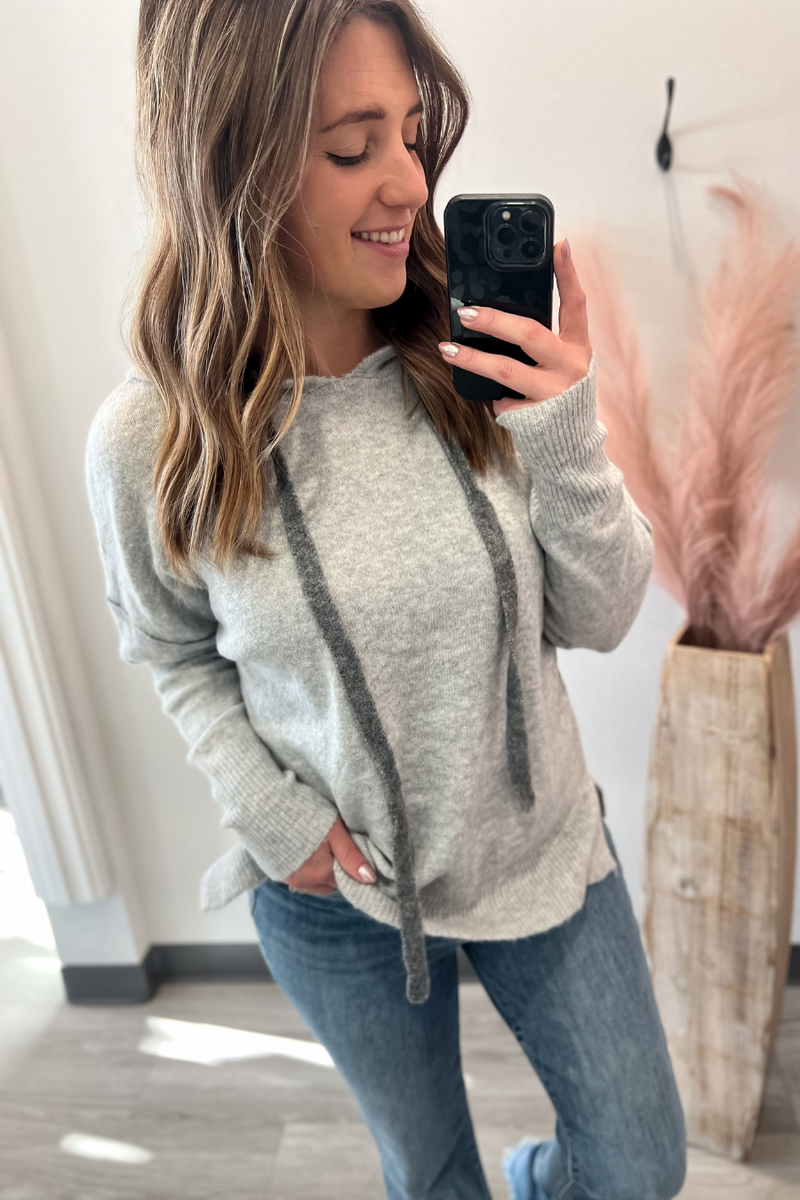 Light Grey Sweater With Hoodie