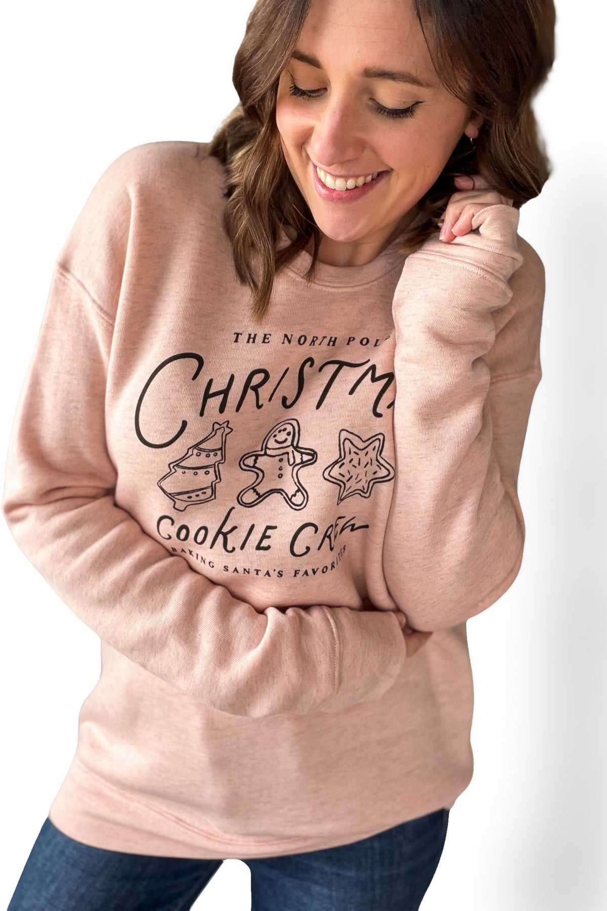 Light Pink Christmas Cookie Graphic Sweatshirt