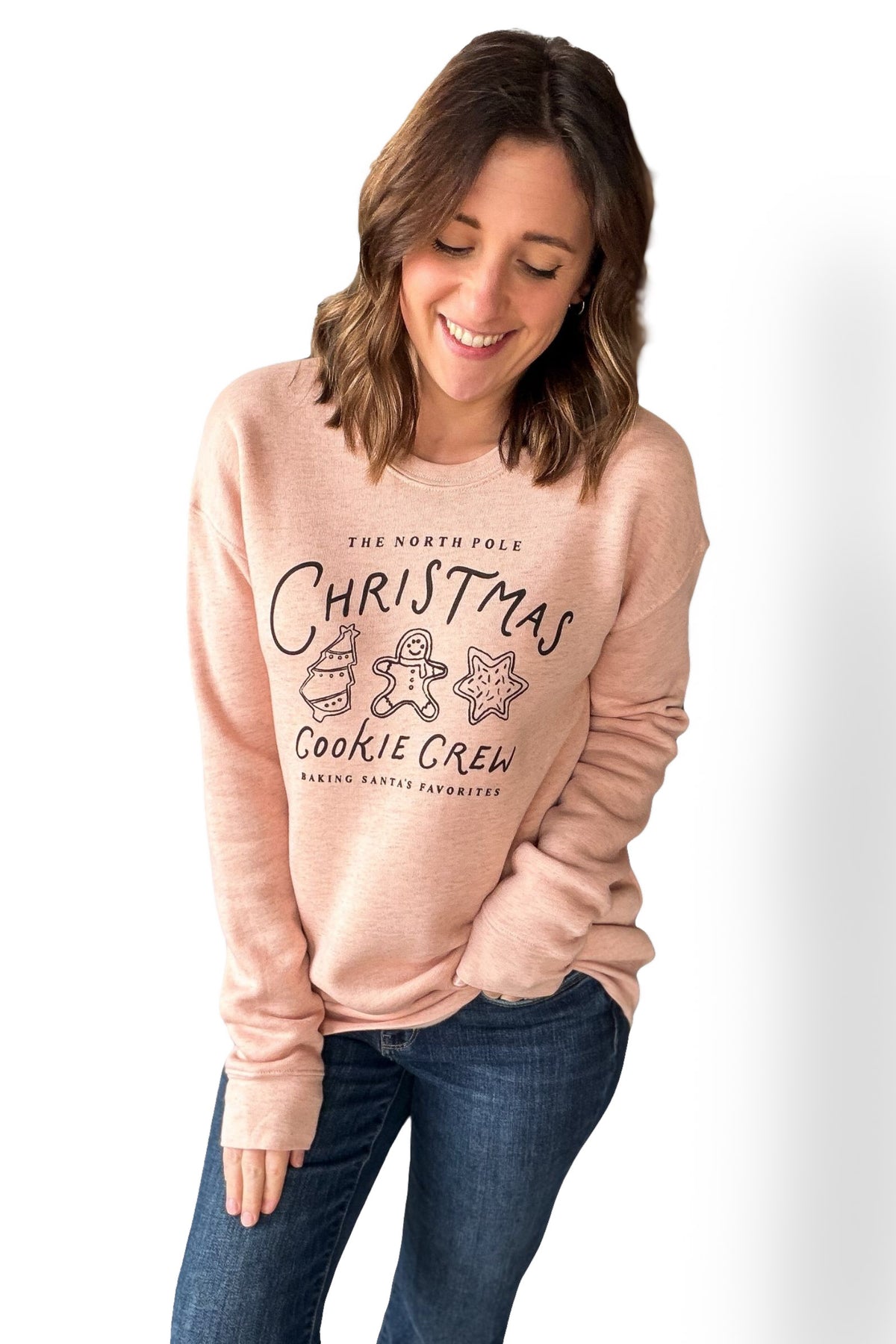 Light Pink Christmas Cookie Graphic Sweatshirt