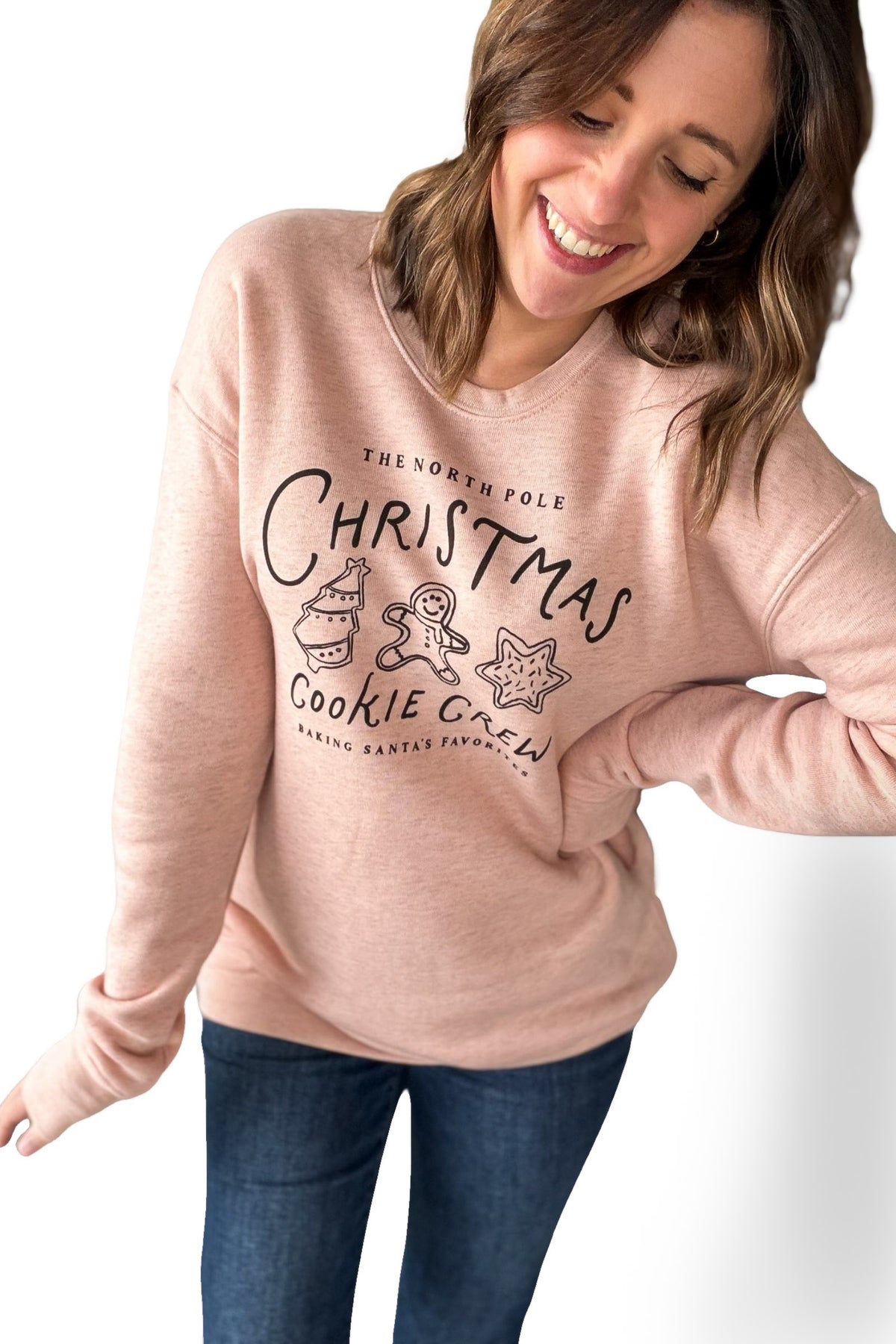 Light Pink Christmas Cookie Graphic Sweatshirt