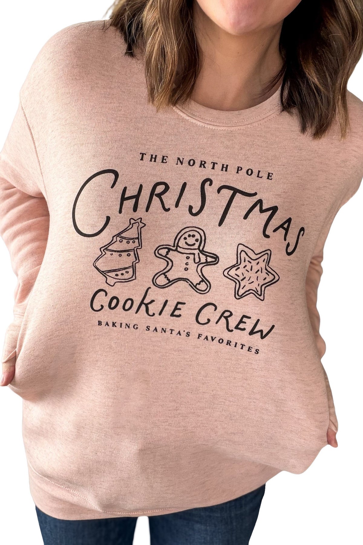 Light Pink Christmas Cookie Graphic Sweatshirt