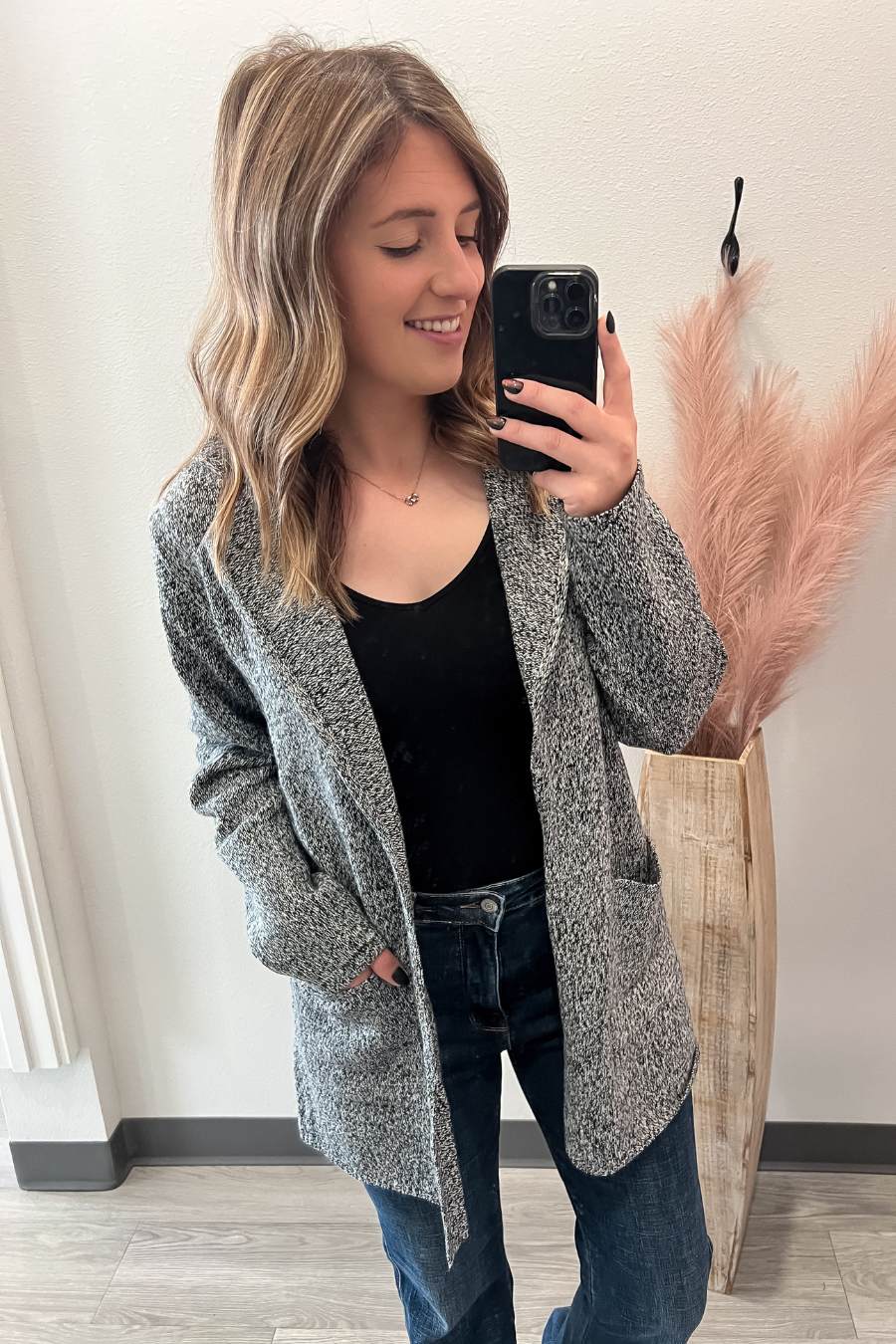 Long Charcoal Jacket With Pockets