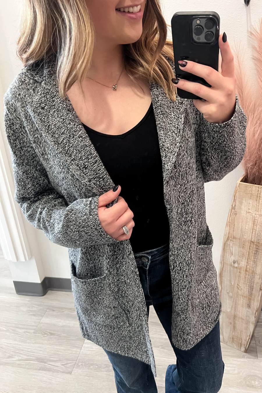 Long Charcoal Jacket With Pockets