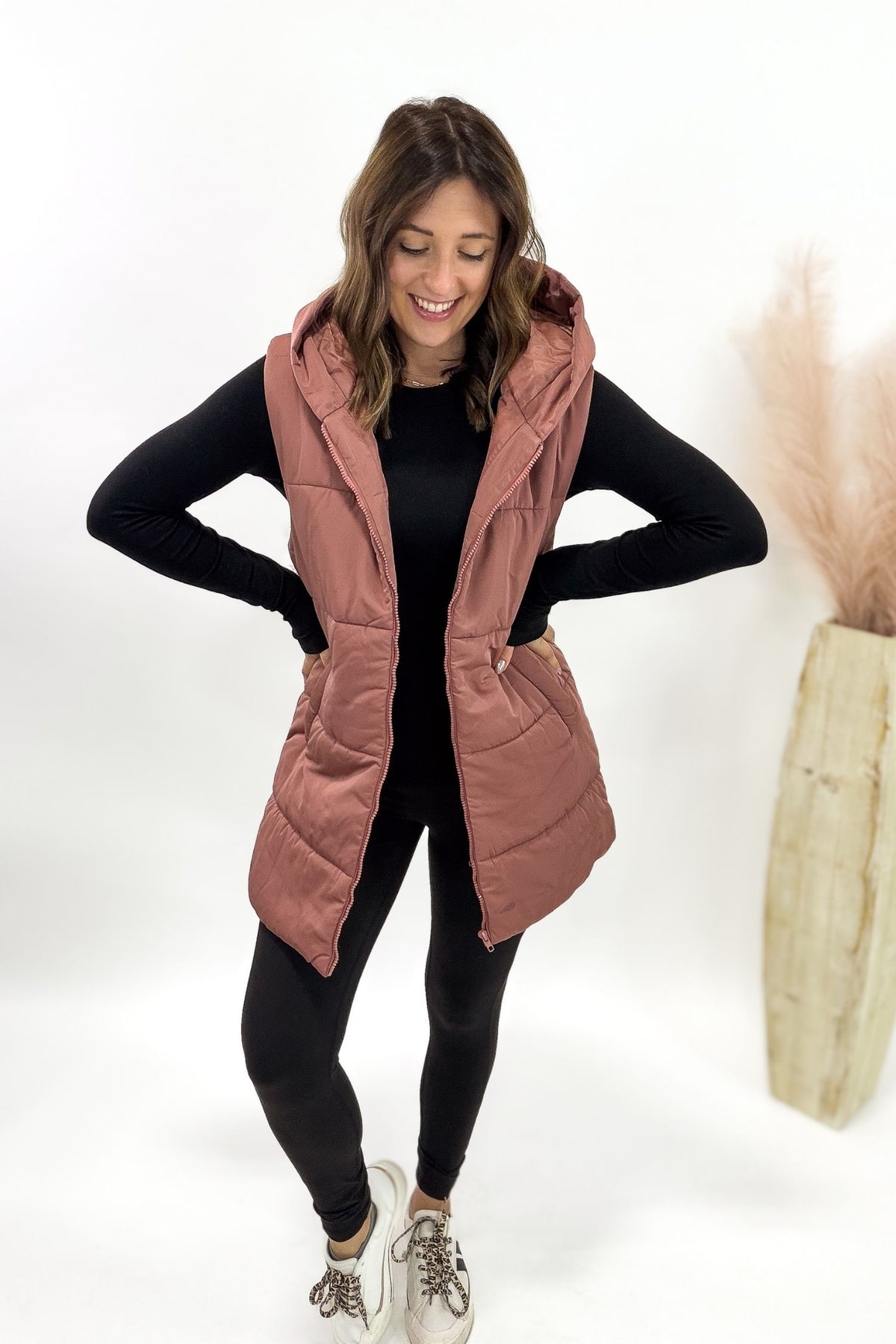 Marsala Long Puffer Vest