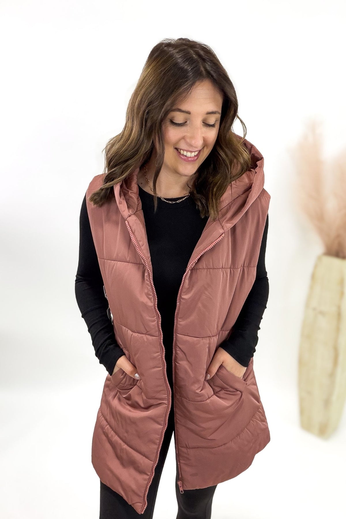 Marsala Long Puffer Vest