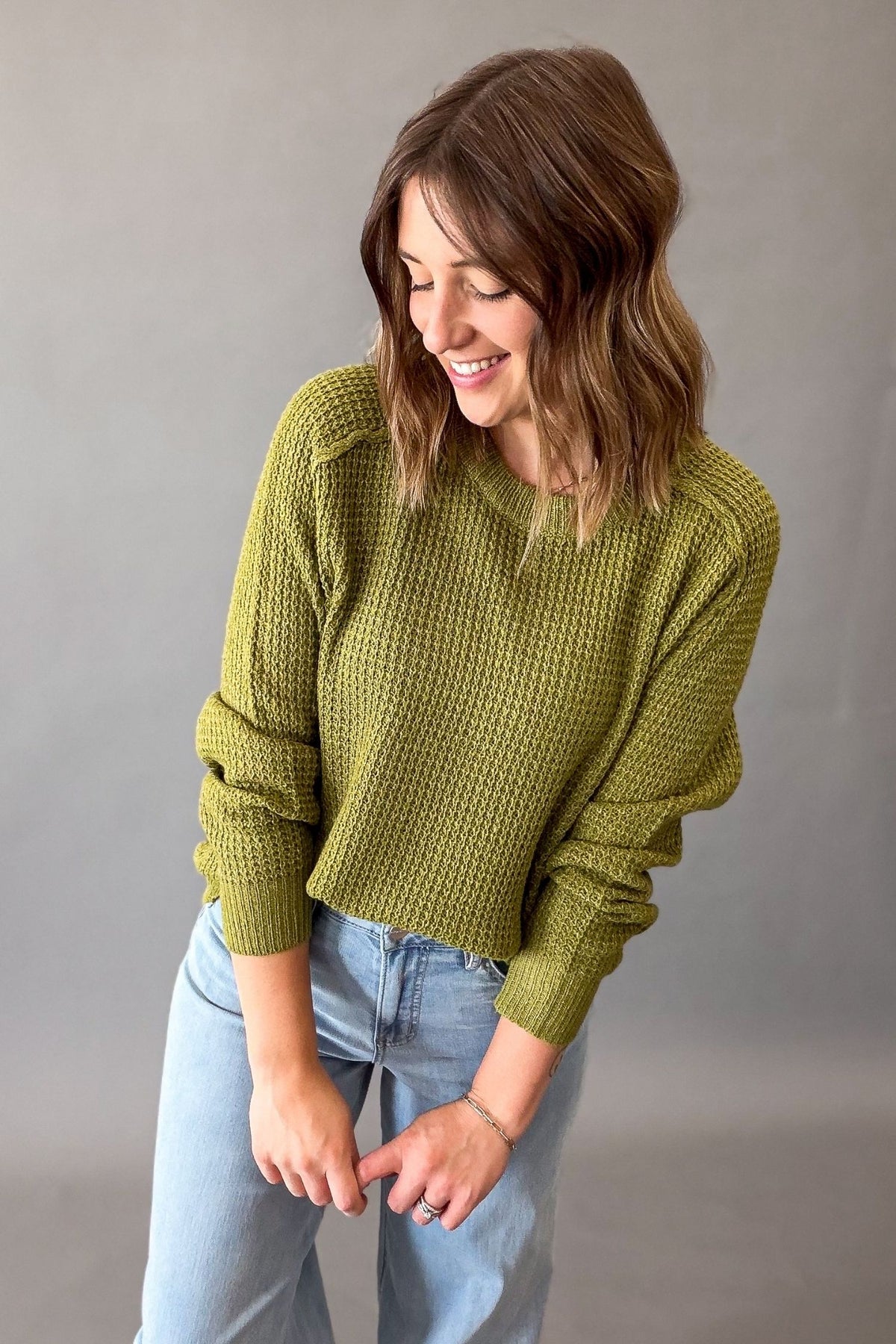 Matcha Waffle Crew Neck Sweater