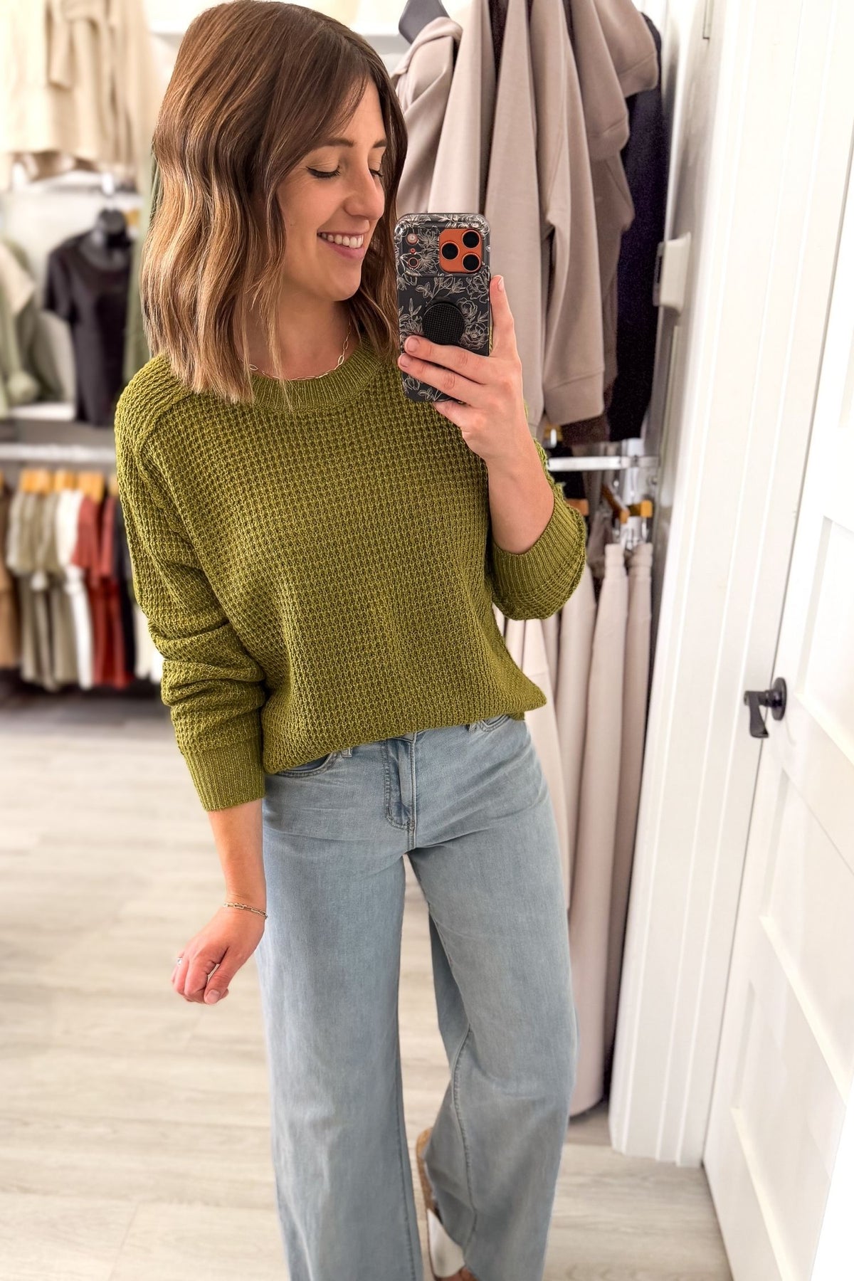 Matcha Waffle Crew Neck Sweater