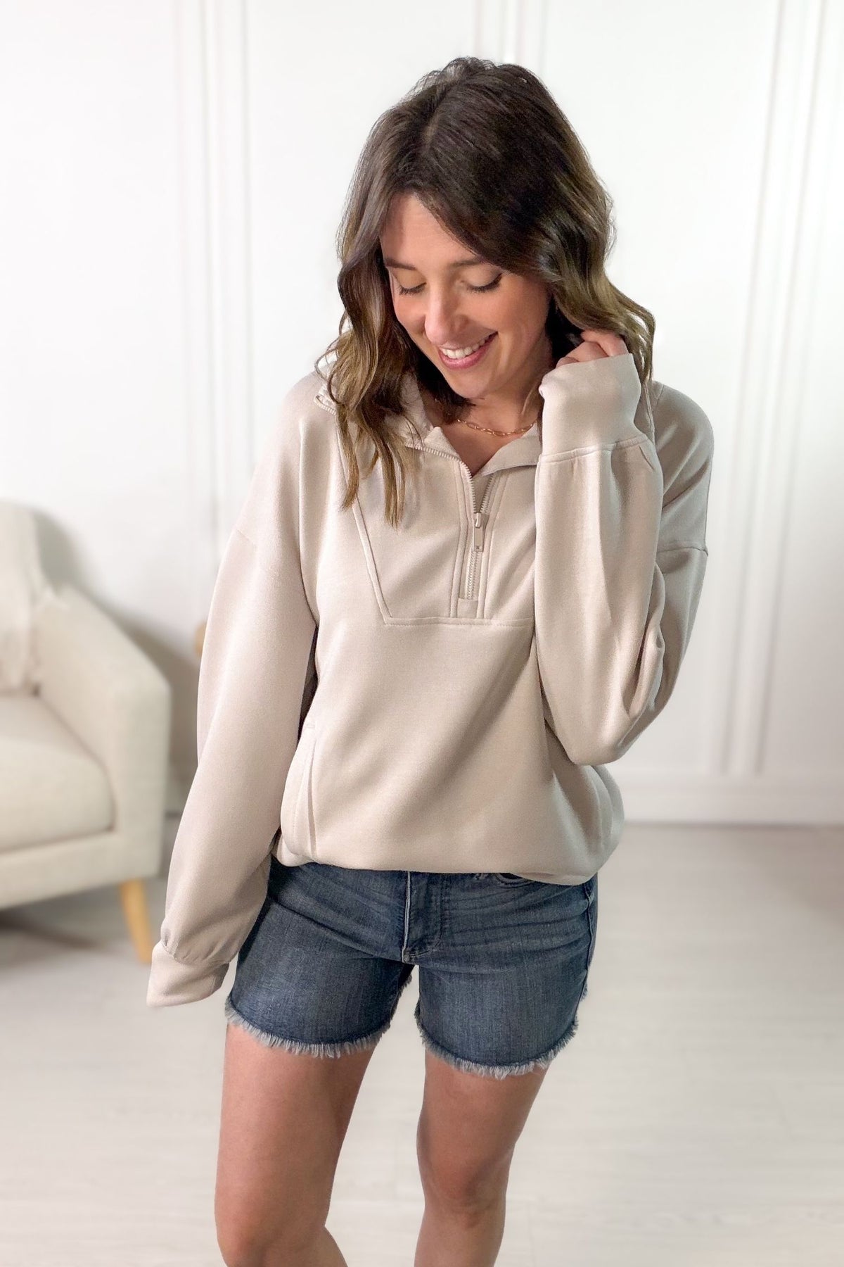 Mocha Cream Mock Neck Pullover
