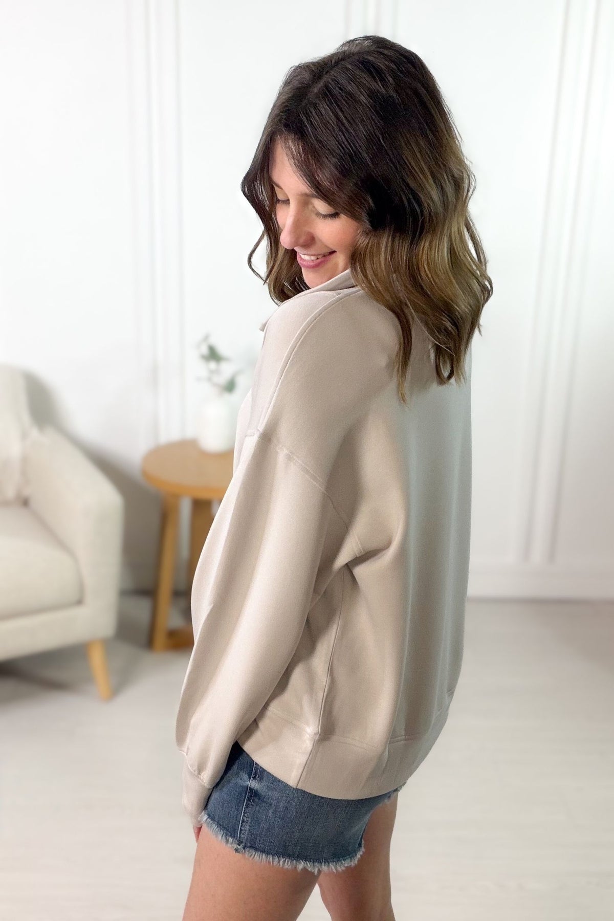 Mocha Cream Mock Neck Pullover