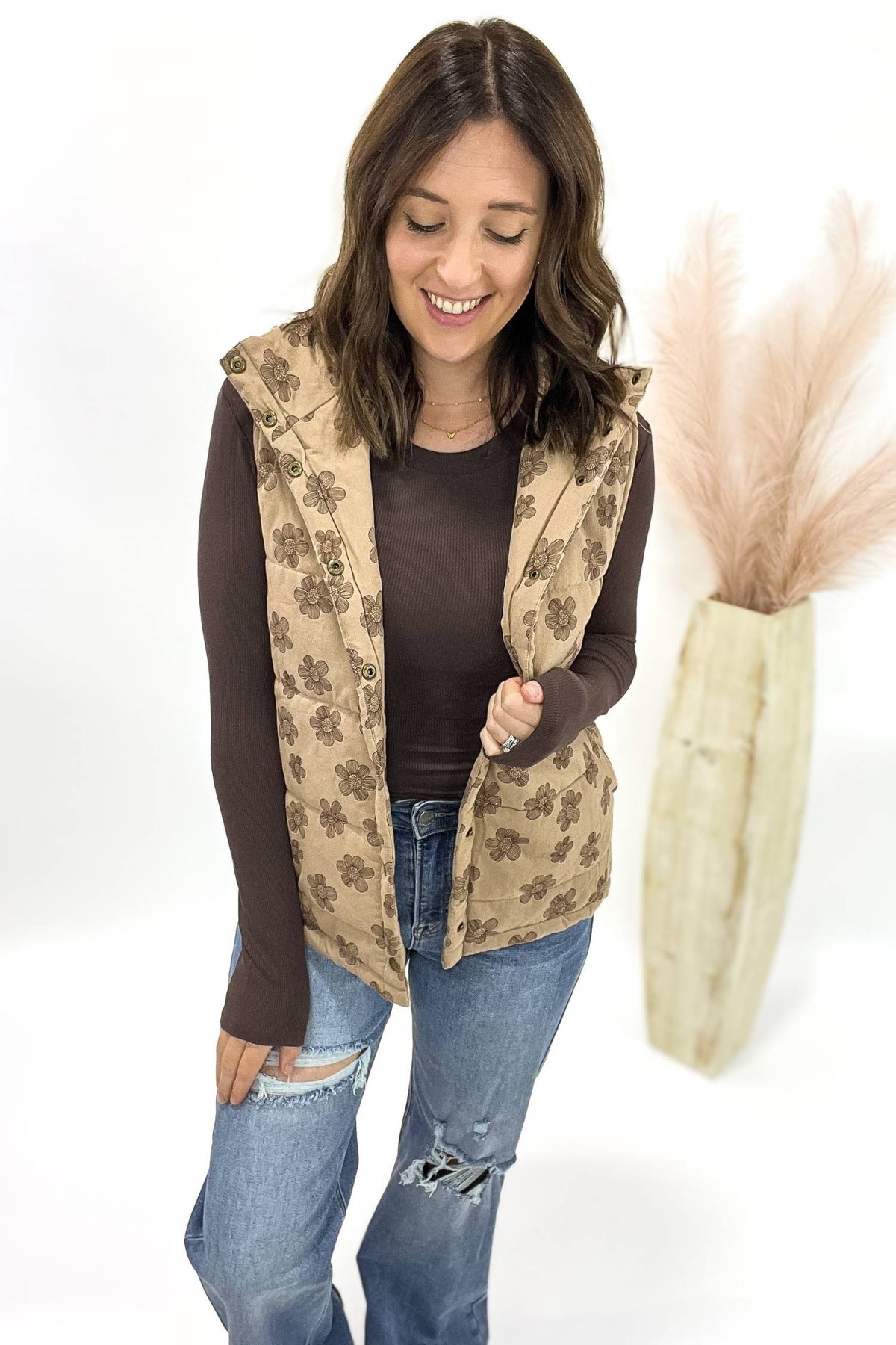 Mocha Flower Vest