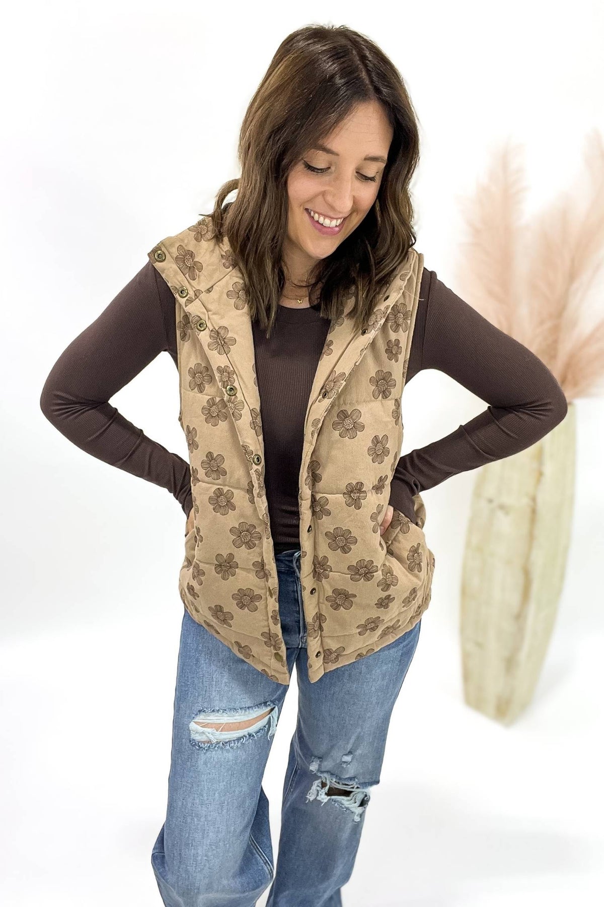 Mocha Flower Vest