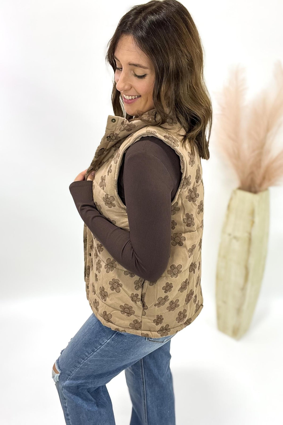 Mocha Flower Vest