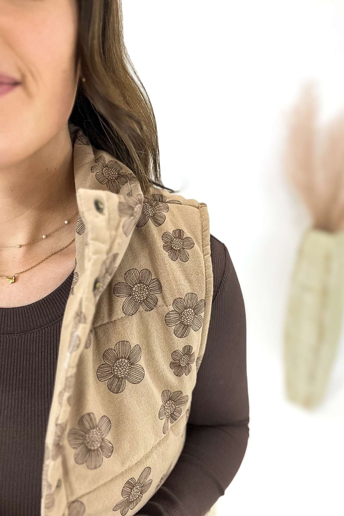 Mocha Flower Vest