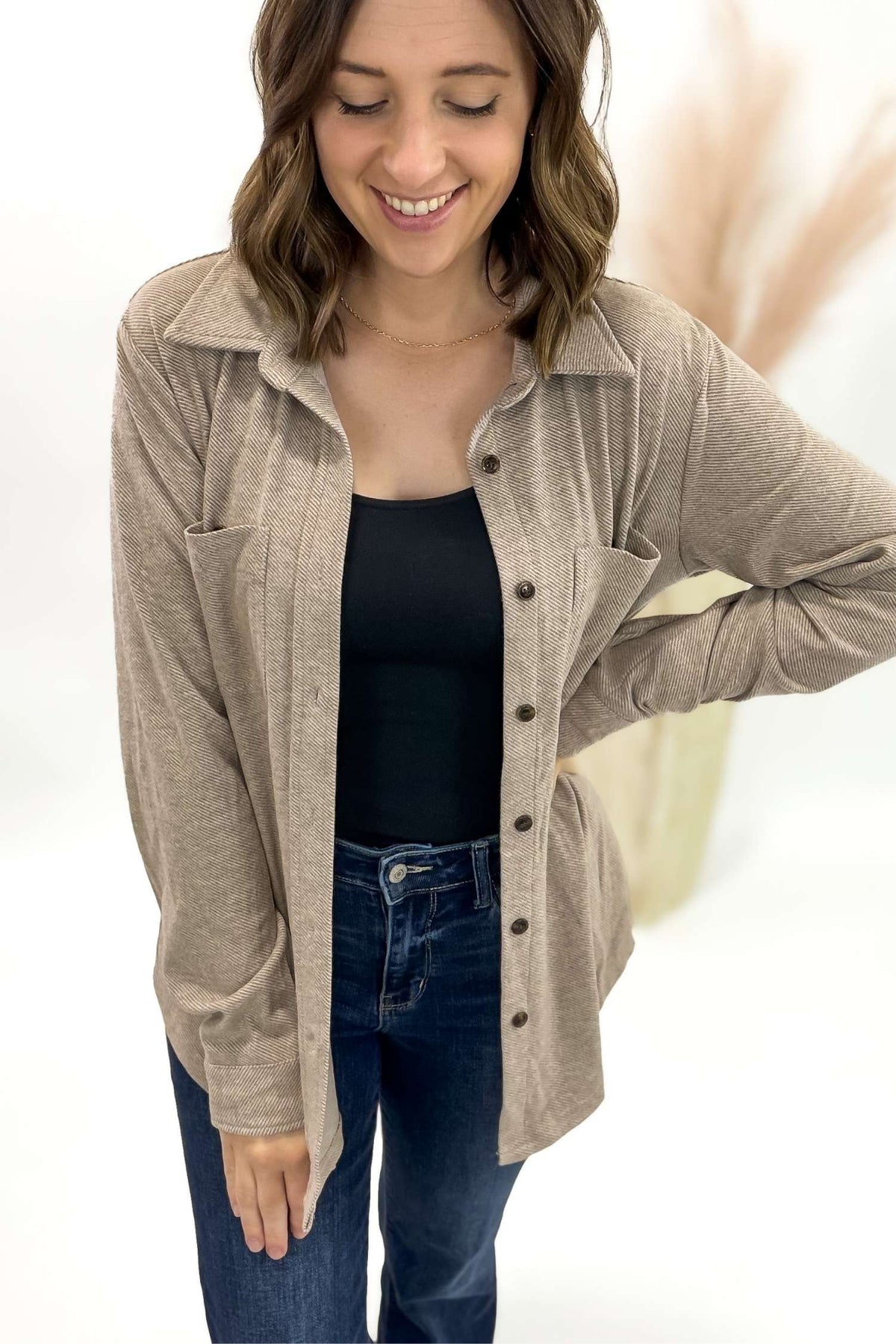 Mocha Super Soft Plaid Button Up