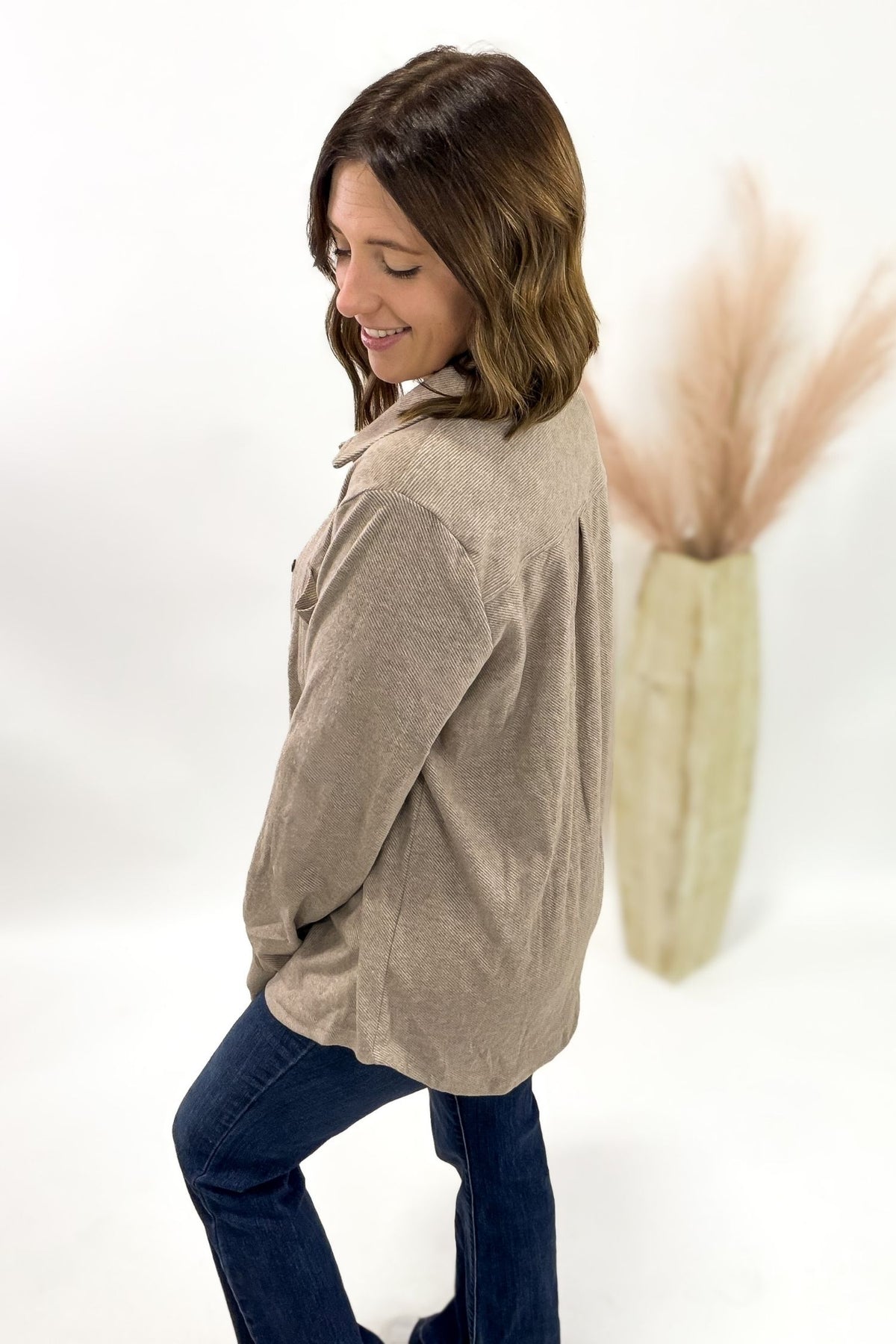 Mocha Super Soft Plaid Button Up