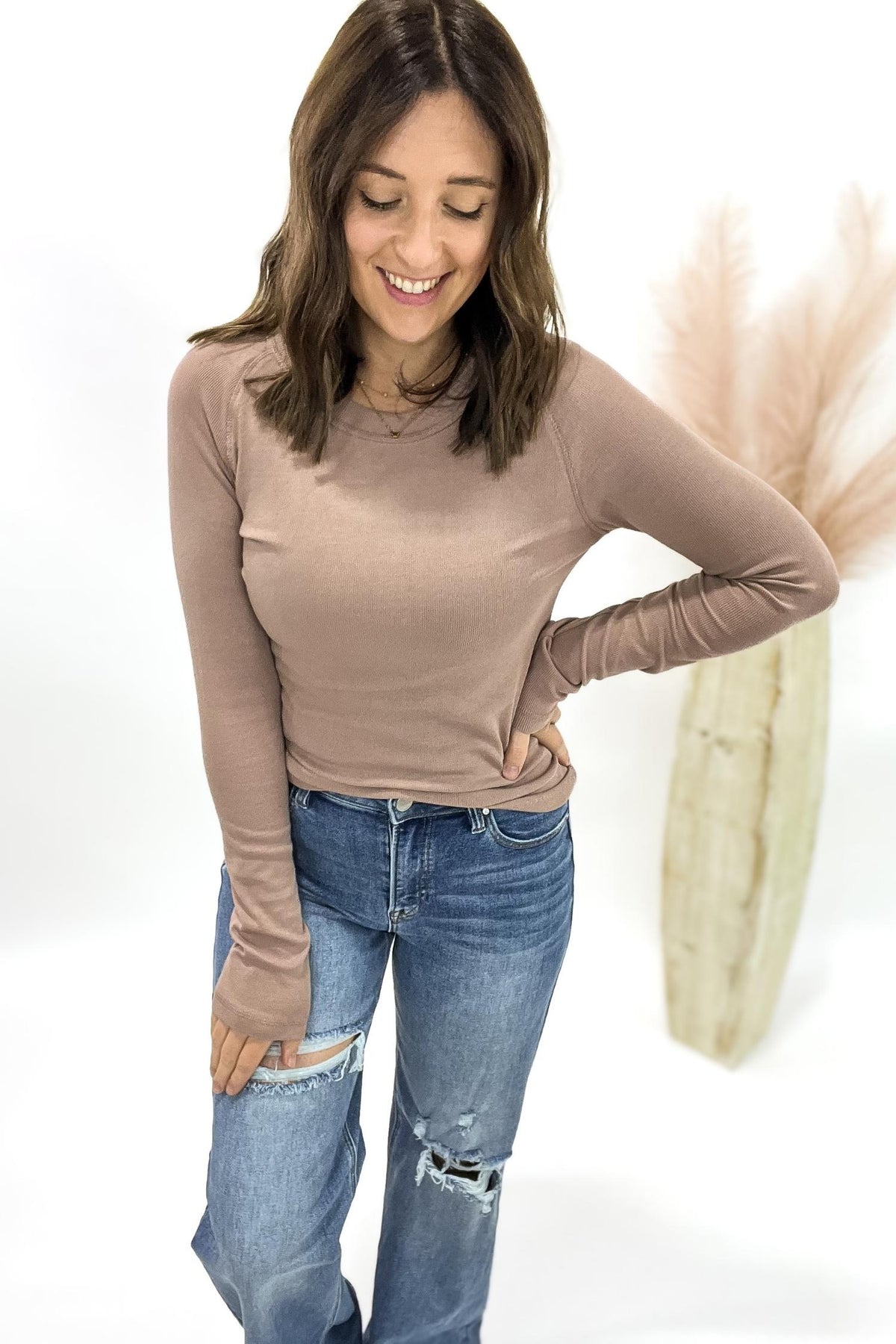 Mocha Textured Long Sleeve