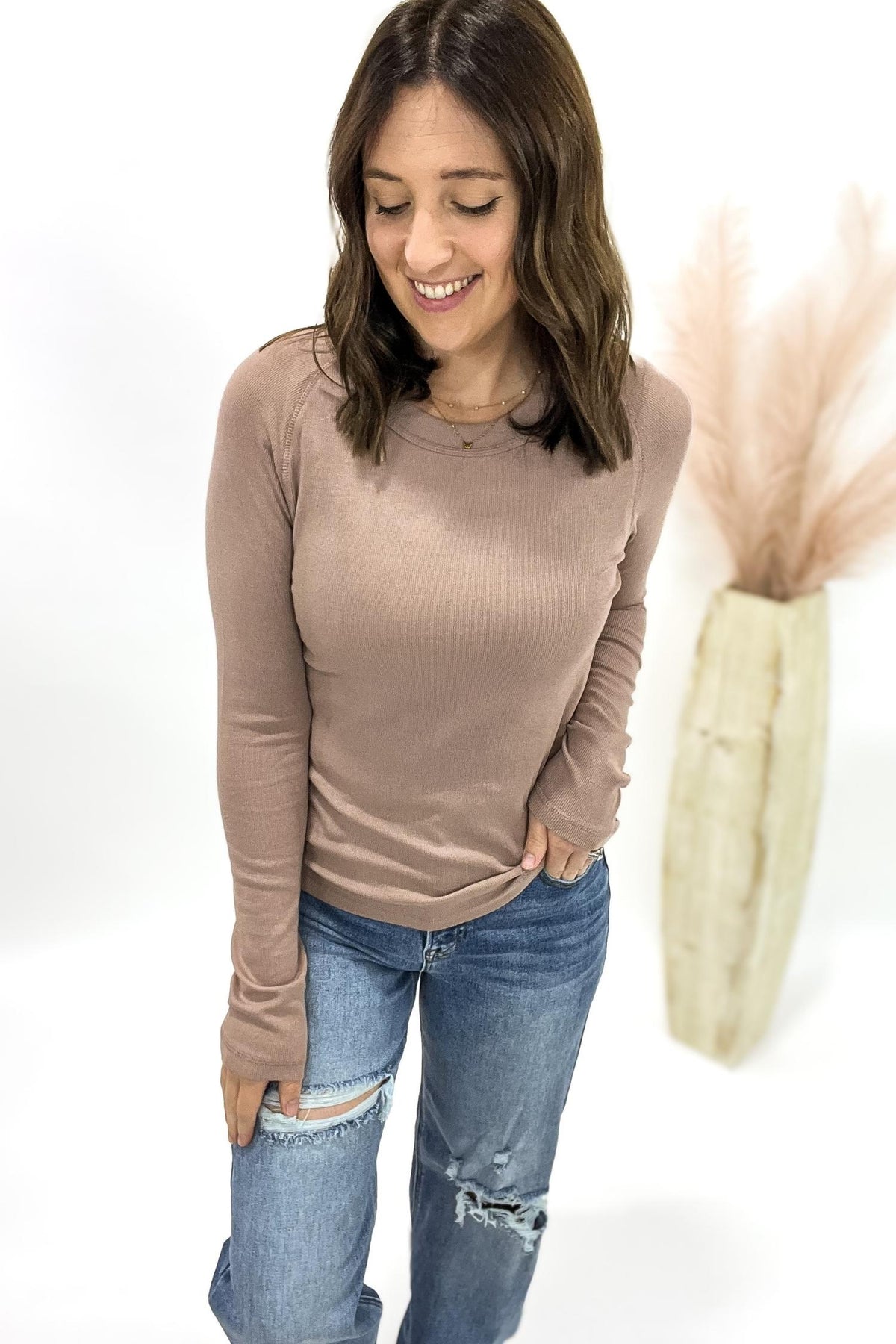Mocha Textured Long Sleeve