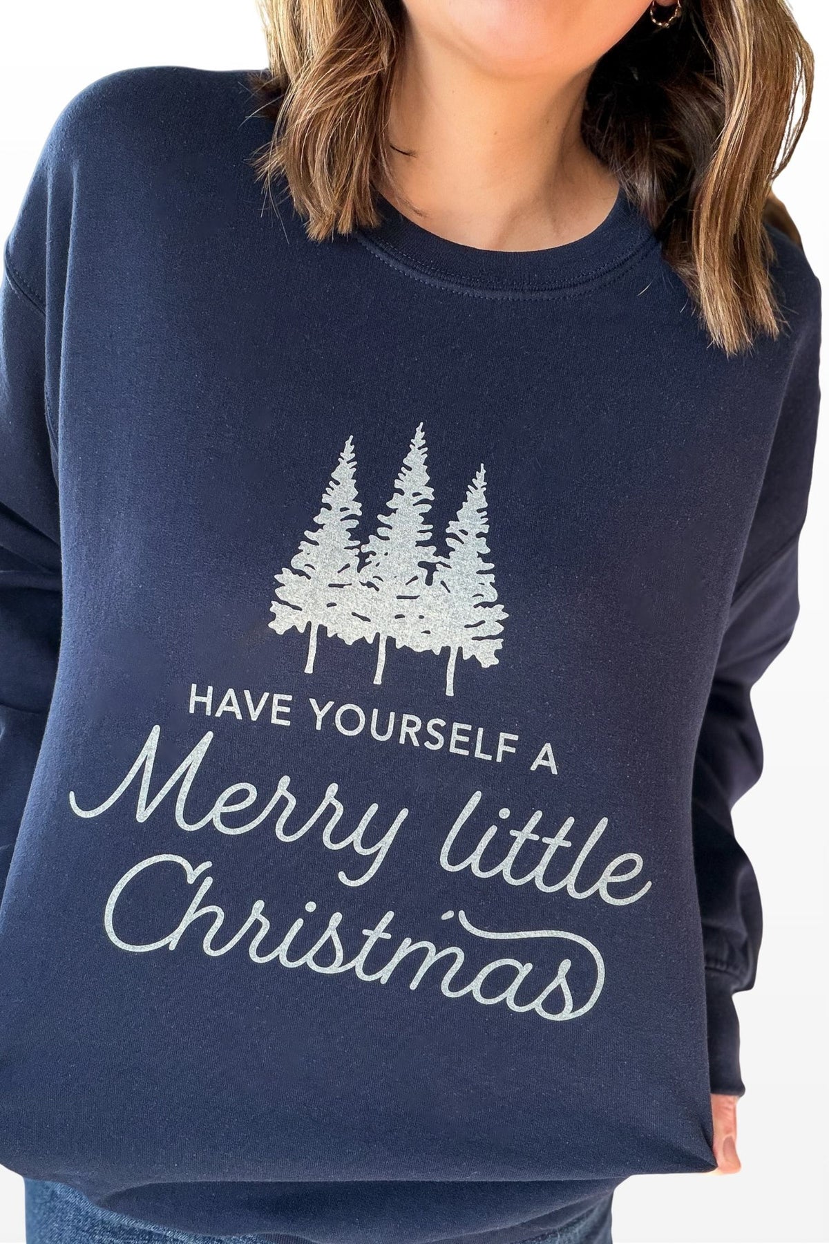 Navy Have Yourself A Merry Christmas Graphic Sweatshirt
