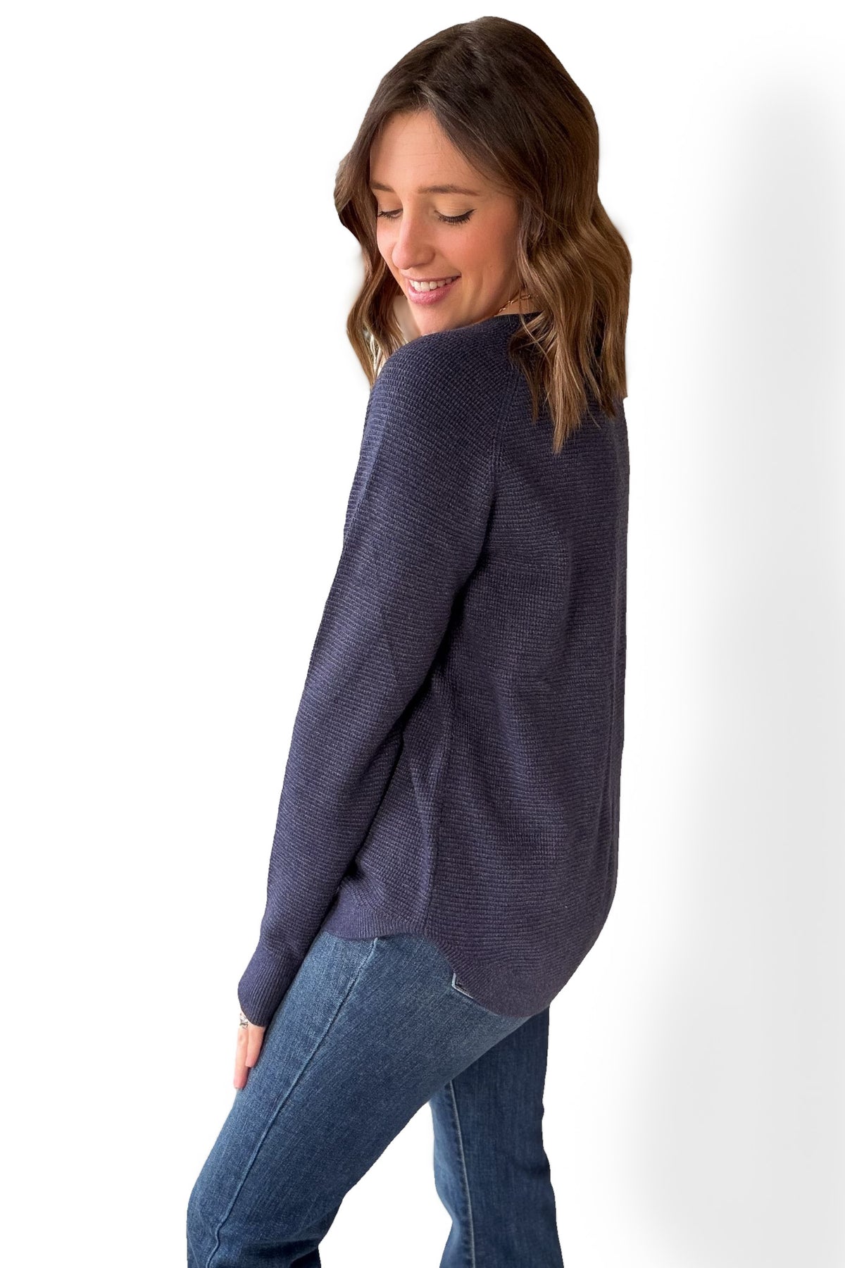 Navy Mini Waffle Sweater