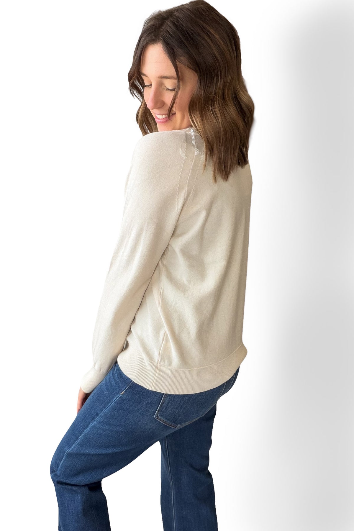 Oatmeal Henley Multi Colored Button Sweater