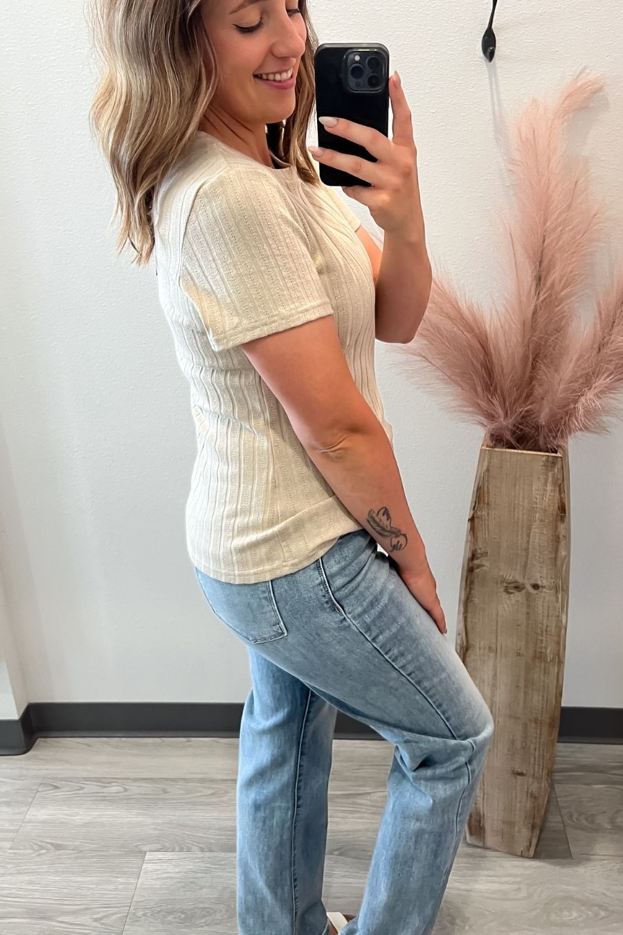 Oatmeal Pointelle Tee