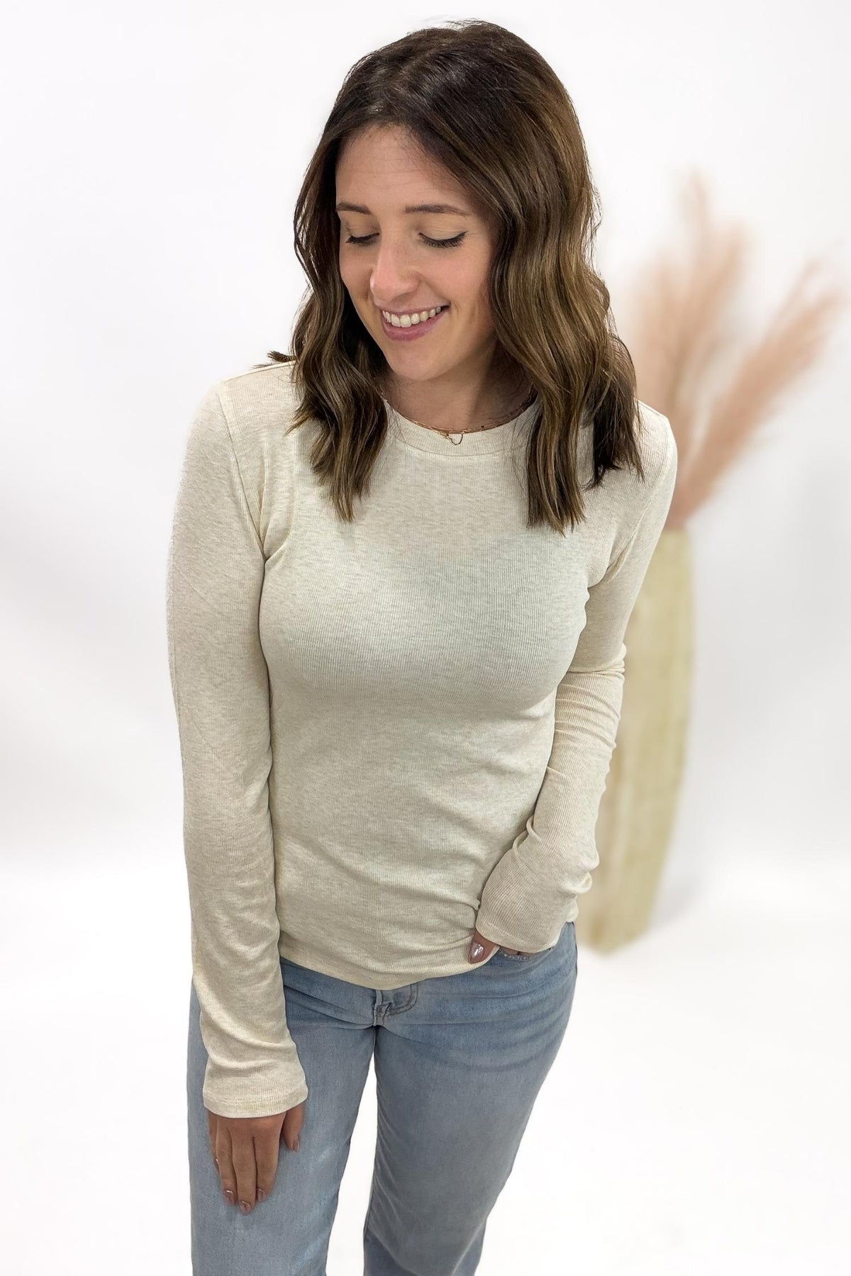 Oatmeal Super Soft Ribbed Long Sleeve
