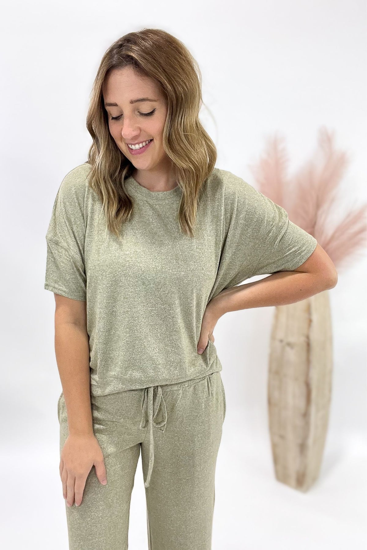 Olive Brushed Dolman Top