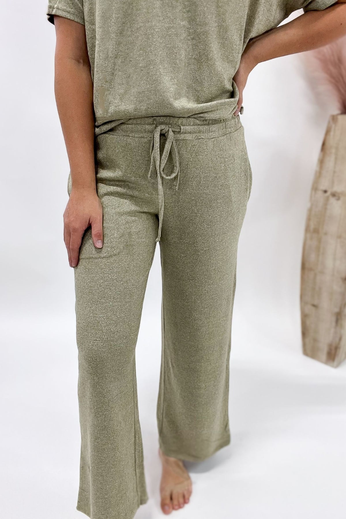 Olive Brushed Drawstring Lounge Pants