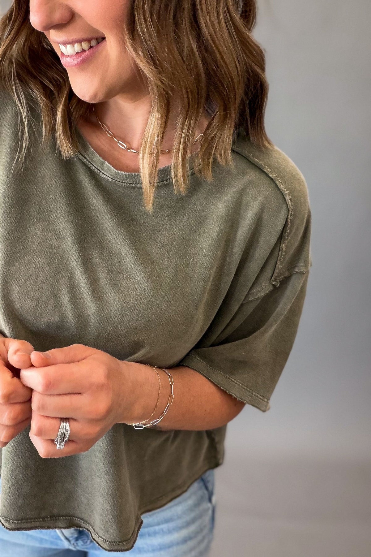 Olive Grove Butter Terry Cropped Tee
