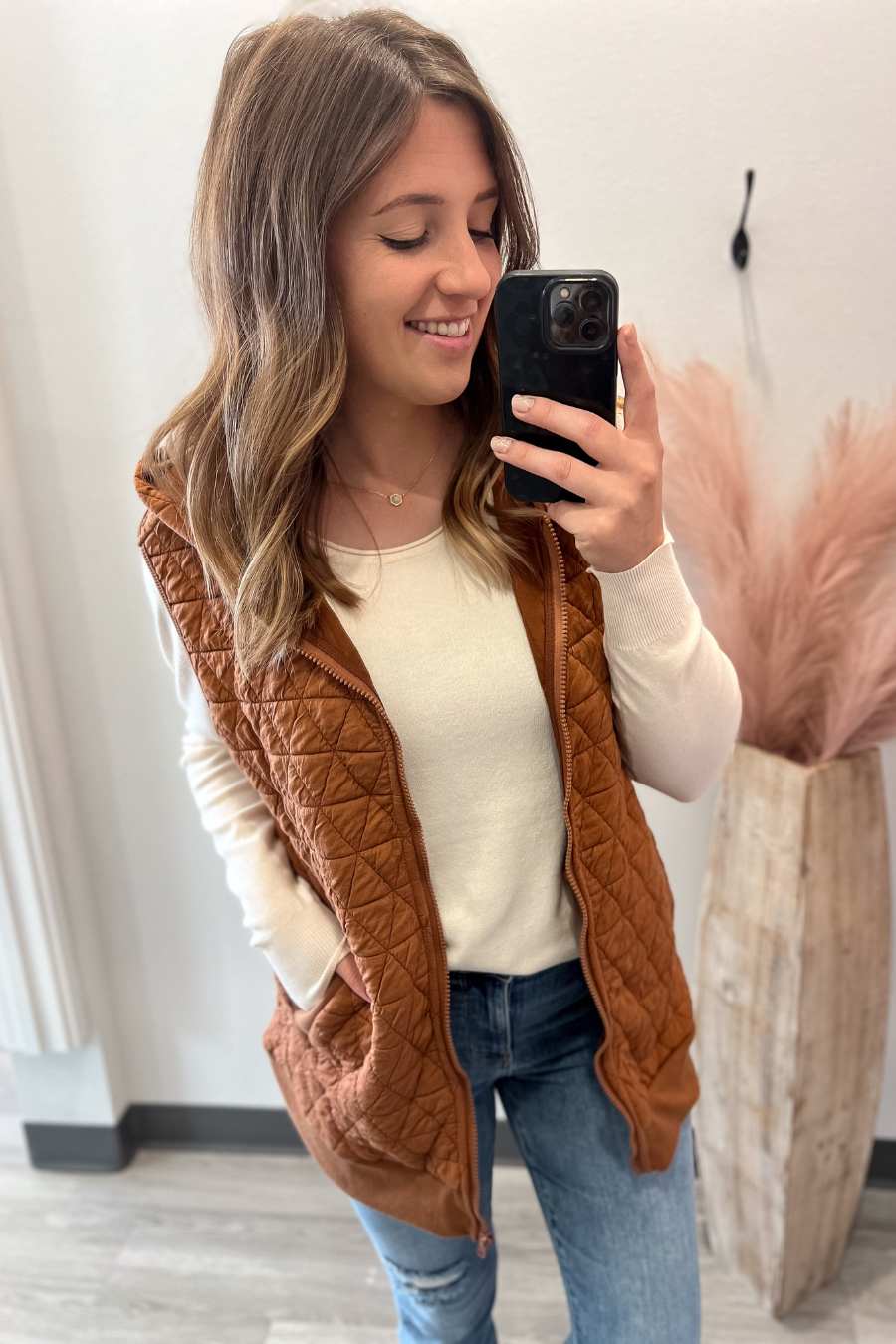 Perfect Quilted Vest- Toffee