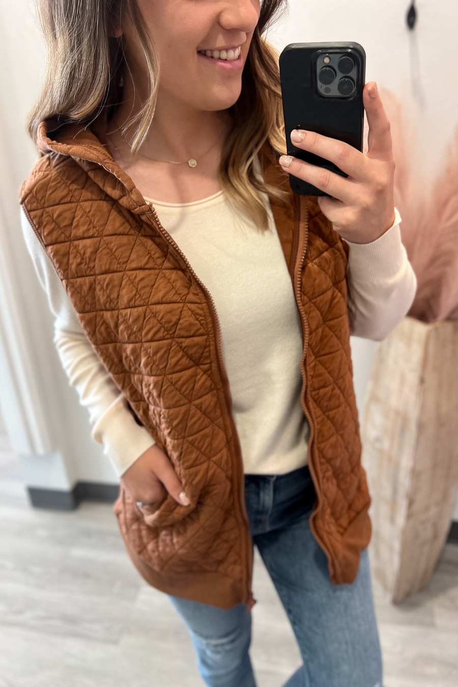 Perfect Quilted Vest- Toffee