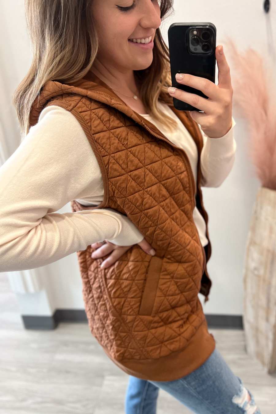 Perfect Quilted Vest- Toffee