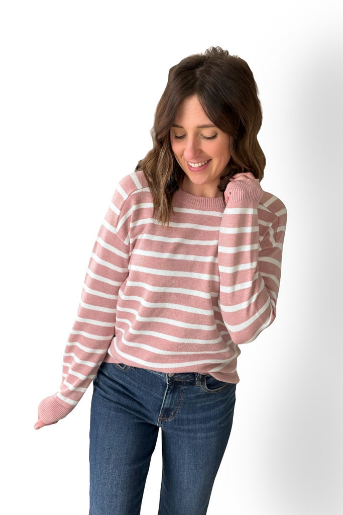 Pink + White Striped Sweater