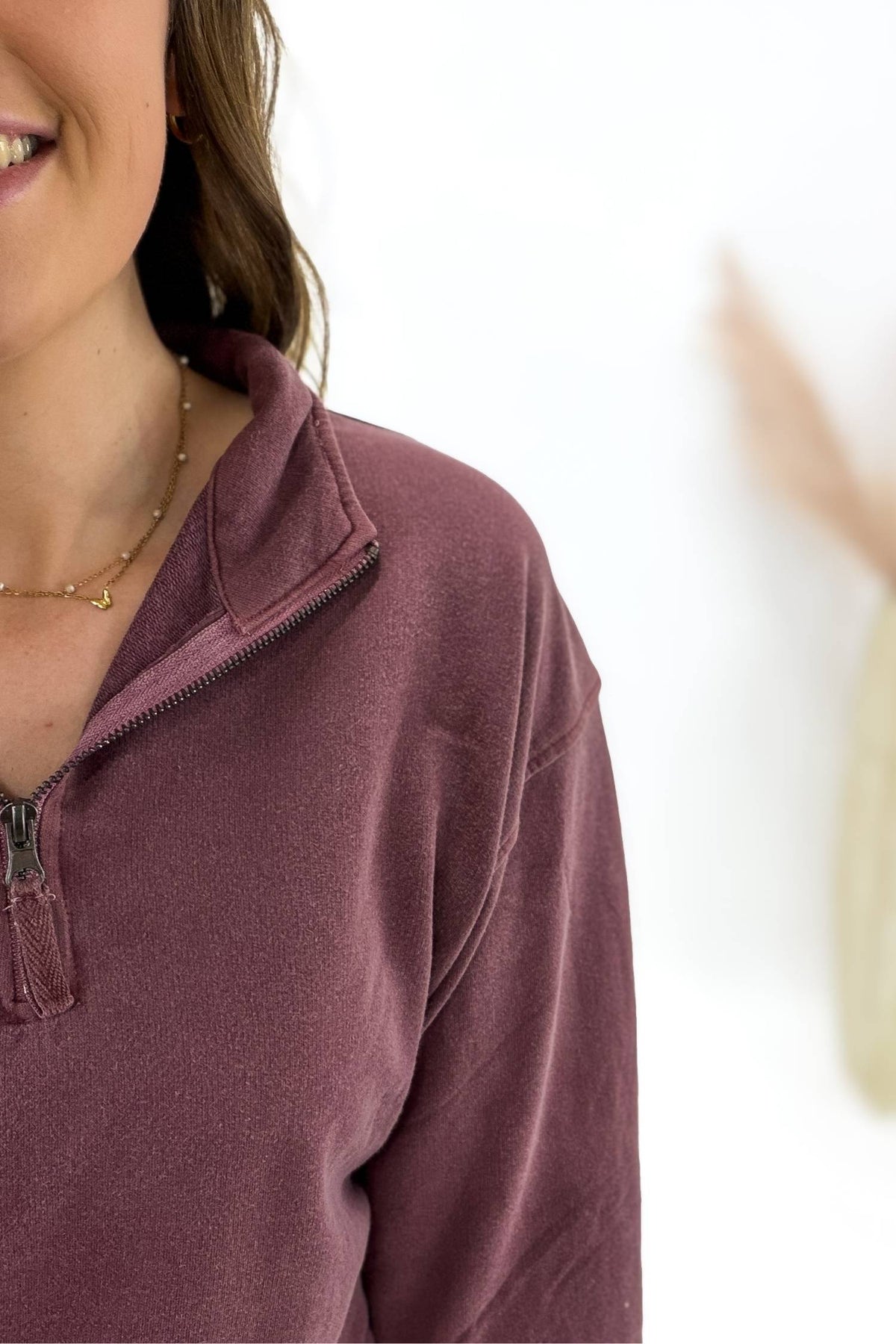 Plum Washed Half Zip Pullover