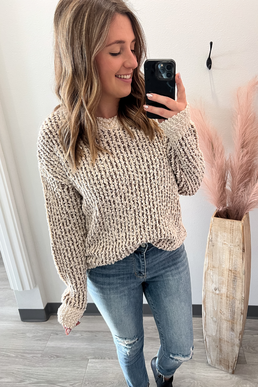 Popcorn Multi Color Sweater- Mocha