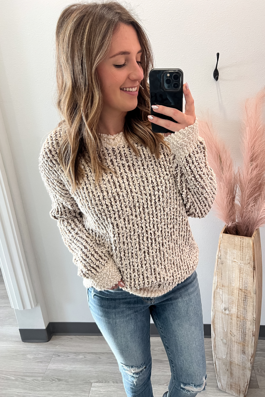 Popcorn Multi Color Sweater- Mocha