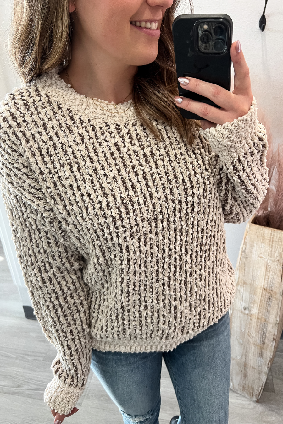 Popcorn Multi Color Sweater- Mocha