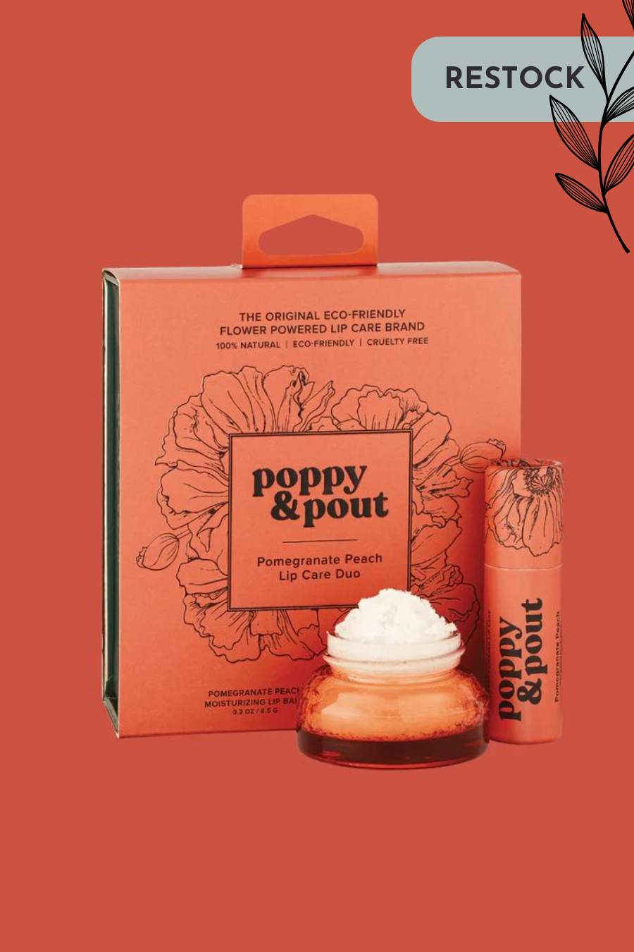 Poppy & Pout Lip Care Duo- Pomegranate Peach