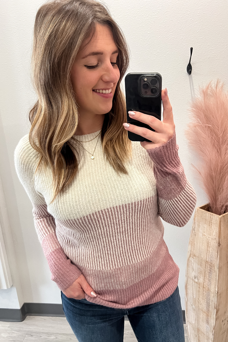 Ribbed Super Soft Sweater- Mauve