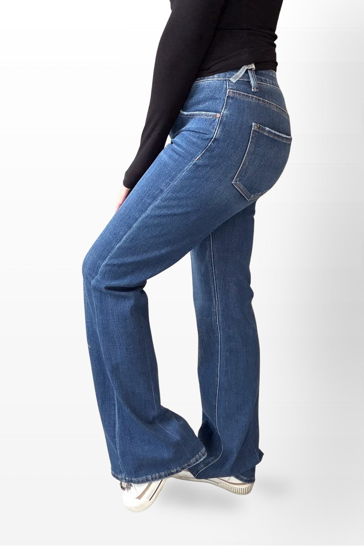 Risen Tummy Control High Rise Dark Wash Flare