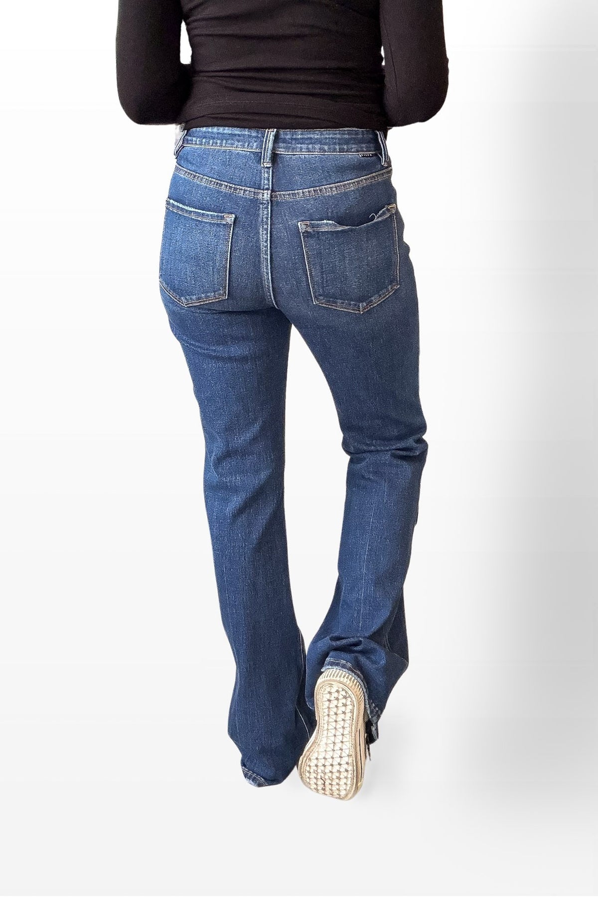 Risen Tummy Control High Rise Dark Wash Flare